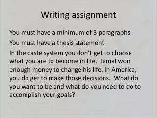 Writing assignment