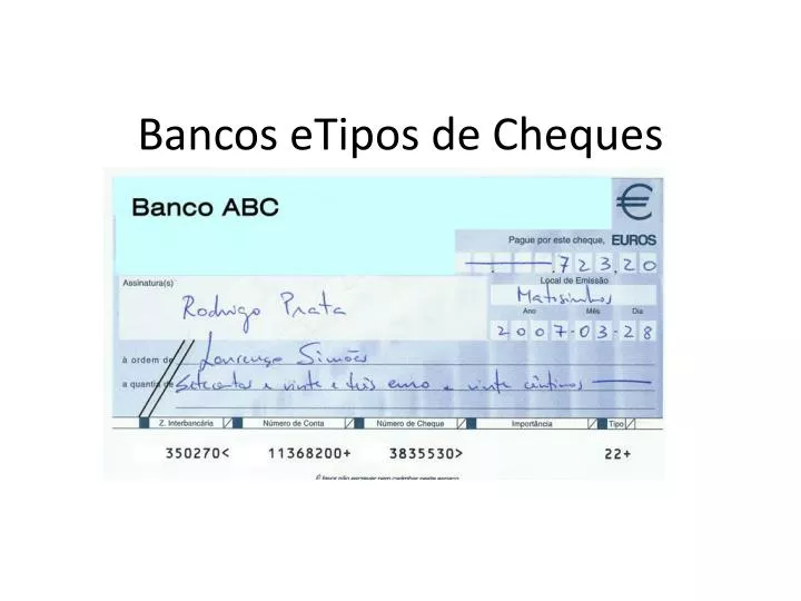 bancos etipos de cheques