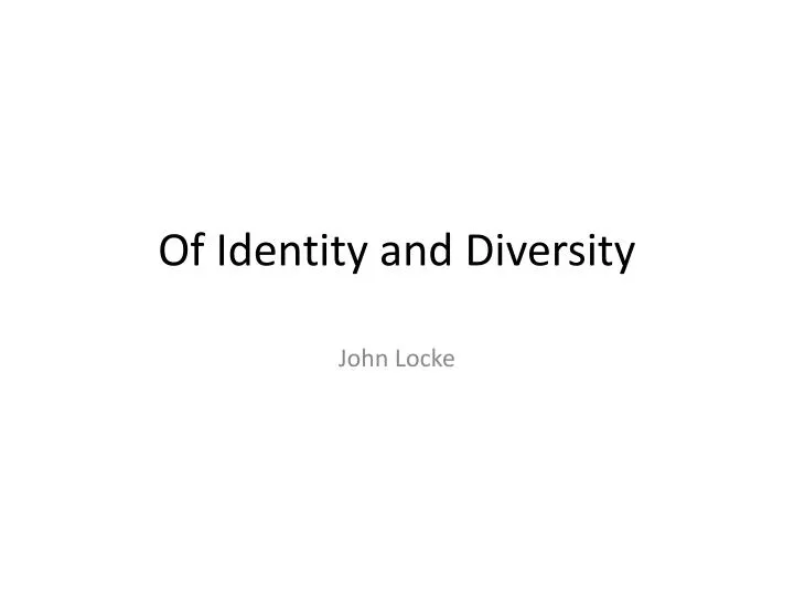 of identity and diversity