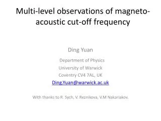Multi-level observations of magneto-acoustic cut-off frequency
