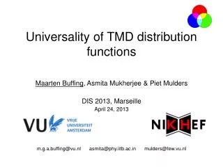 Universality of TMD distribution functions