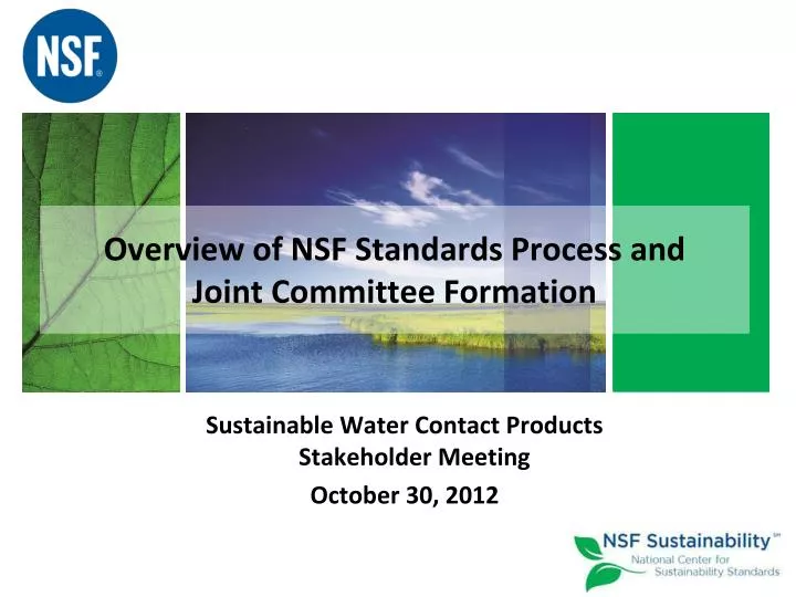 sustainable water contact products stakeholder meeting october 30 2012
