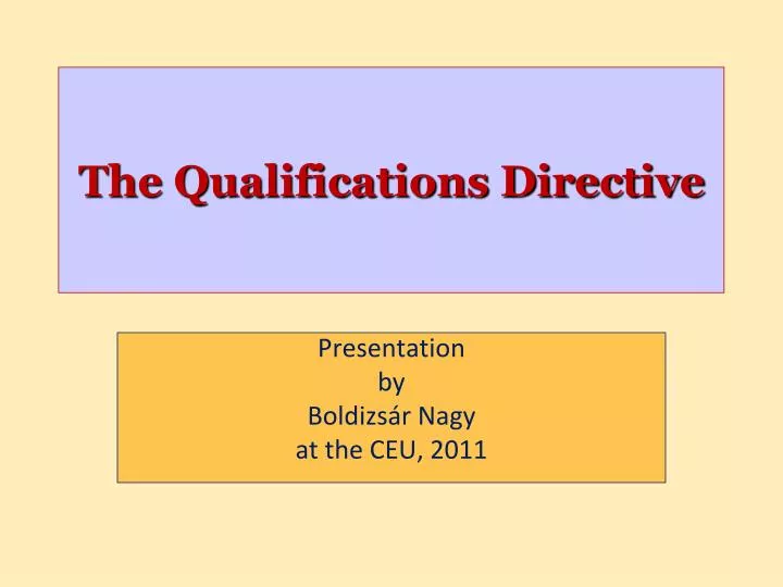 the qualifications directive