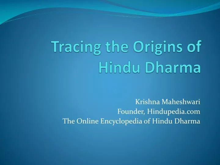 tracing the origins of hindu dharma