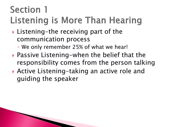 section 1 listening is more than hearing