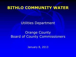 BITHLO COMMUNITY WATER