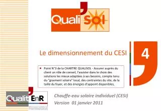 le dimensionnement du cesi