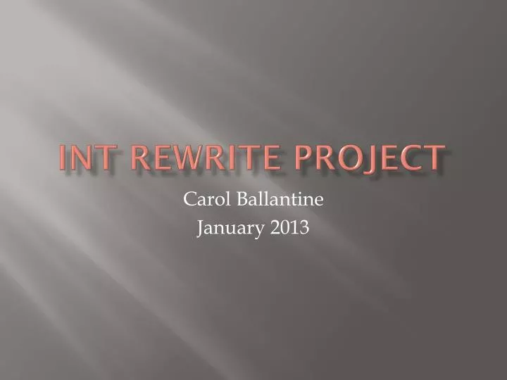 int rewrite project