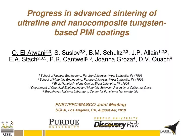 progress in advanced sintering of ultrafine and nanocomposite tungsten based pmi coatings