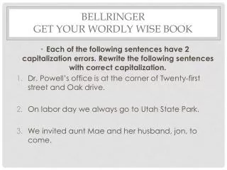 Bellringer get your wordly wise book