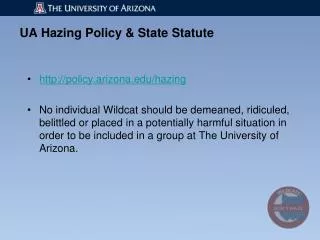 UA Hazing Policy &amp; State Statute