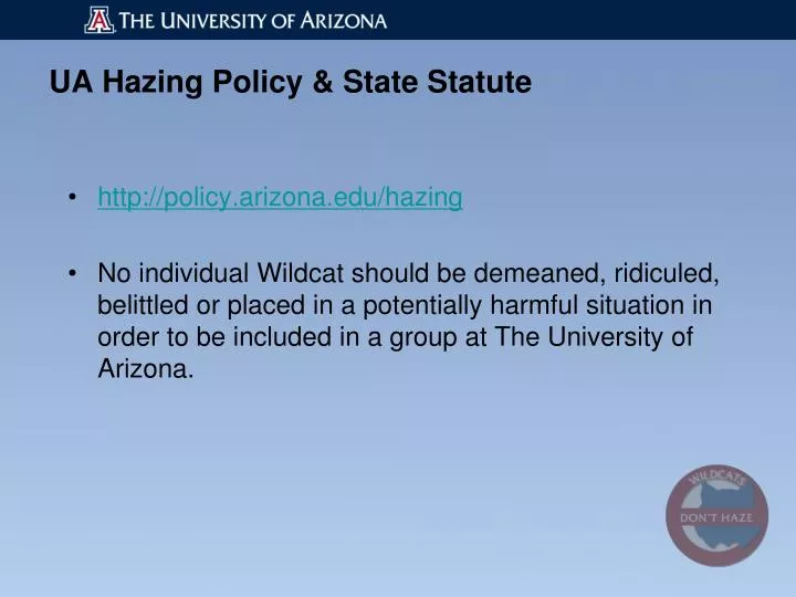 ua hazing policy state statute