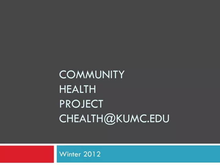 community health project chealth@kumc edu
