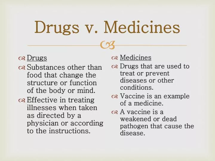 drugs v medicines