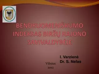 bendruomeni kumo indeksas bir rajono savivaldyb je