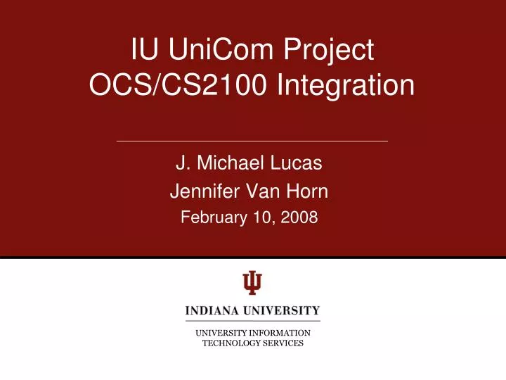 iu unicom project ocs cs2100 integration