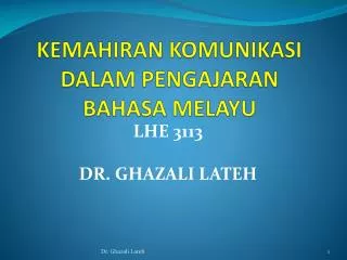 kemahiran komunikasi dalam pengajaran bahasa melayu