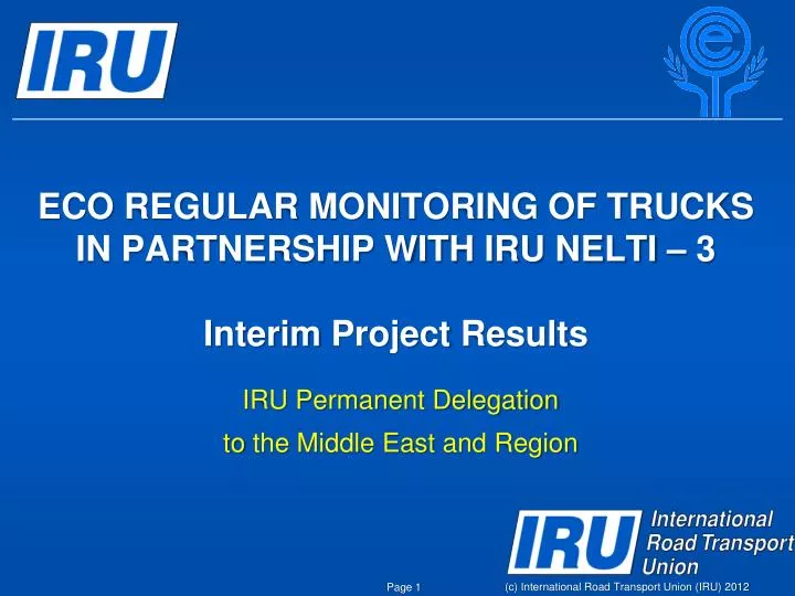 eco regular monitoring of trucks in partnership with iru nelti 3 interim project results