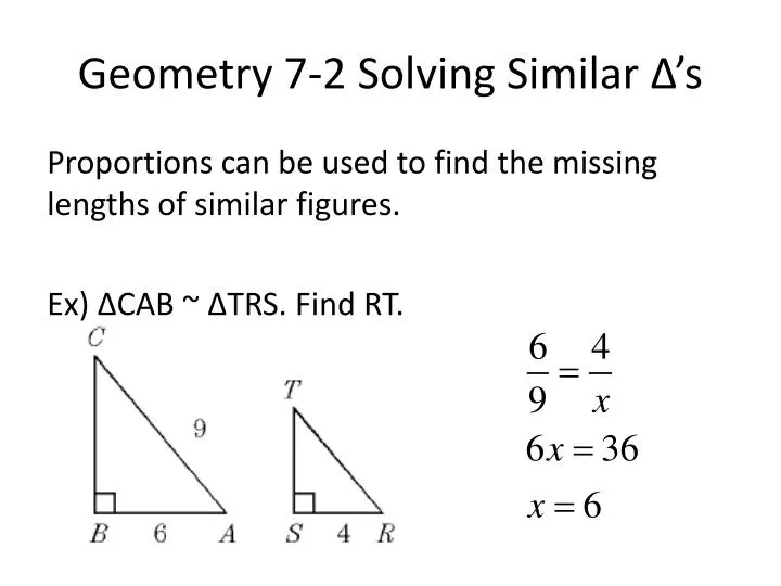 geometry 7 2 solving similar s