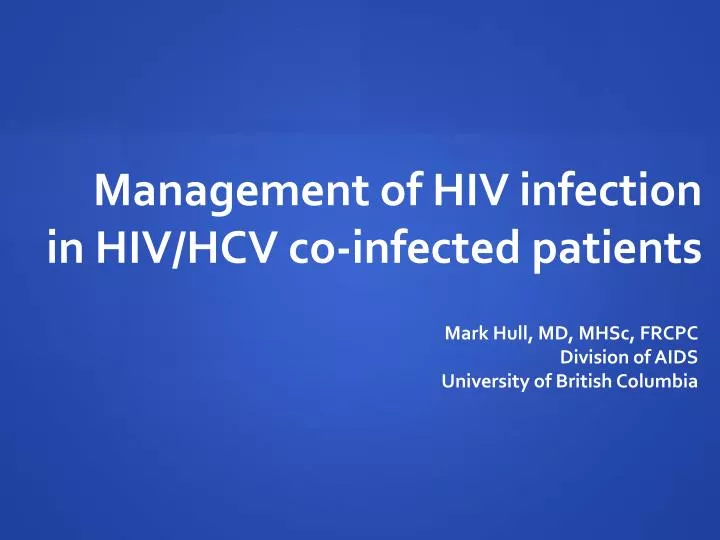 management of hiv infection in hiv hcv co infected patients