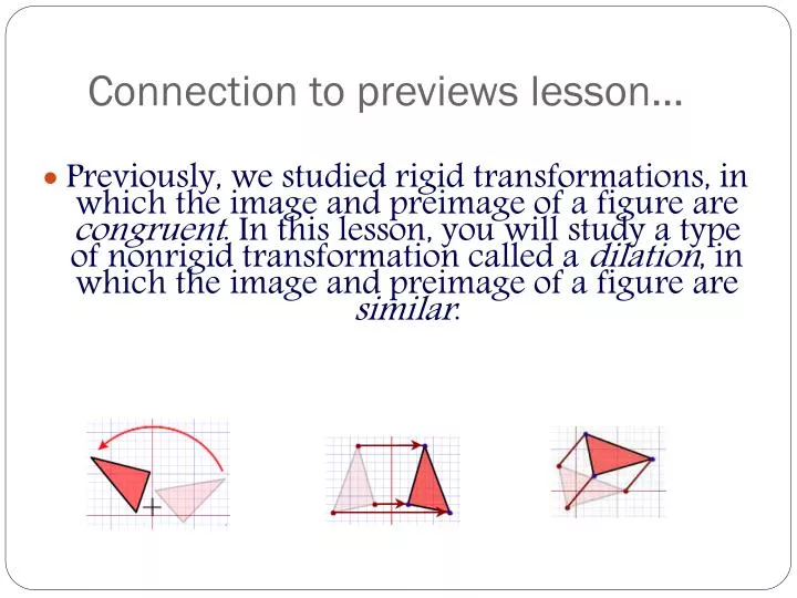 connection to previews lesson