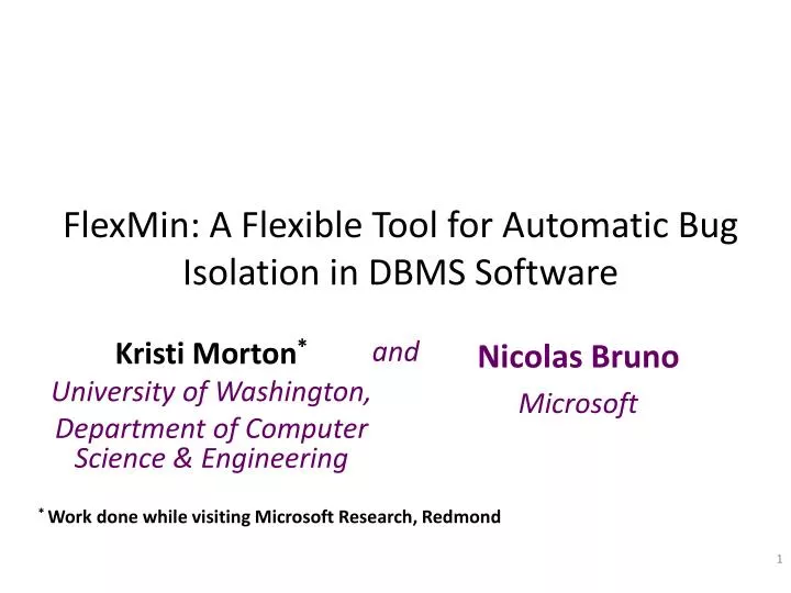 flexmin a flexible tool for automatic bug isolation in dbms software