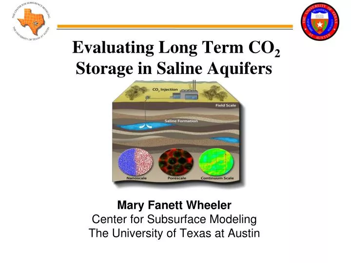 evaluating long term co 2 storage in saline aquifers