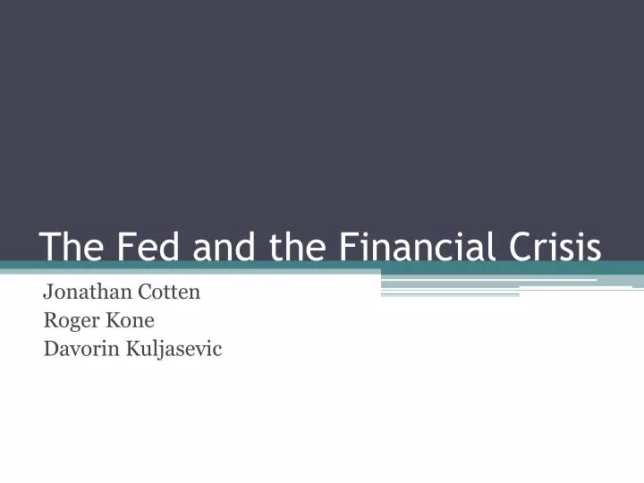 the fed and the financial crisis