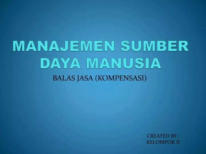 manajemen sumber daya manusia