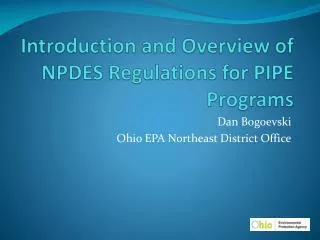Introduction and Overview of NPDES Regulations for PIPE Programs