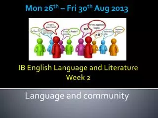 IB English Language and Literature Week 2