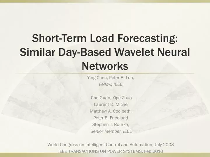 short term load forecasting similar day based wavelet neural networks