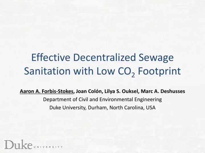 effective decentralized sewage sanitation with low co 2 footprint
