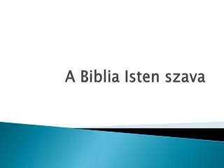 A Biblia Isten szava