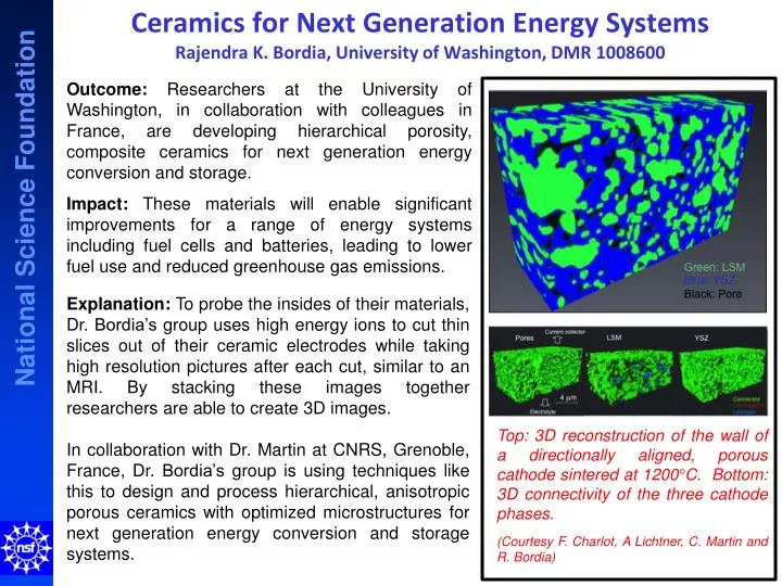 ceramics for next generation energy systems rajendra k bordia university of washington dmr 1008600