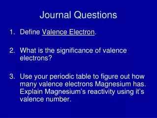 Journal Questions