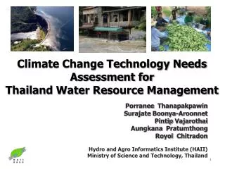 Climate Change Technology Needs Assessment for Thailand Water Resource Management