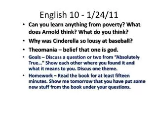 English 10 - 1/24/11