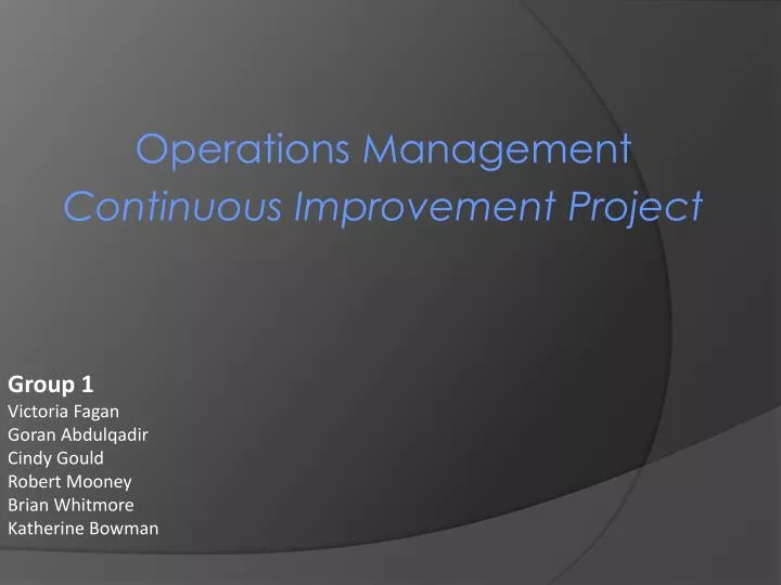 operations management continuous improvement project