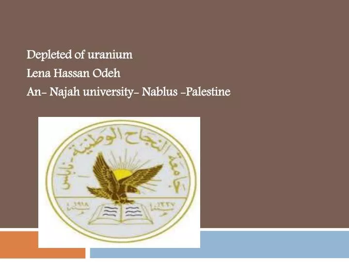 depleted of uranium lena hassan odeh an najah university n ablus palestine