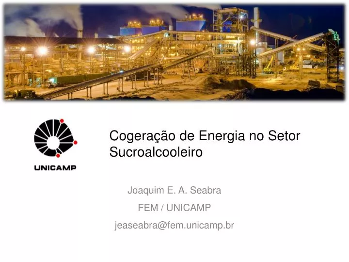 cogera o de energia no setor sucroalcooleiro