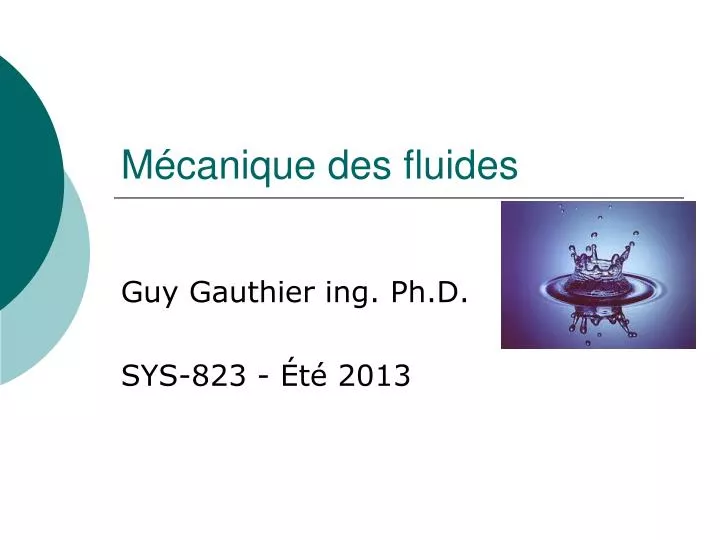 m canique des fluides