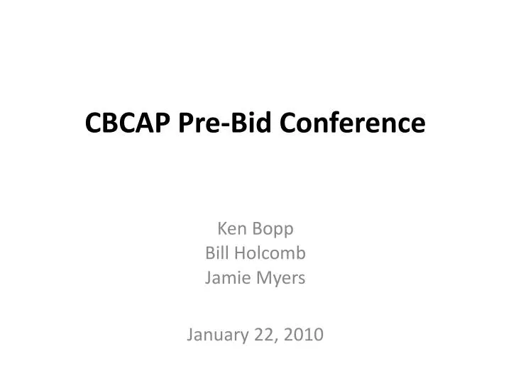 cbcap pre bid conference