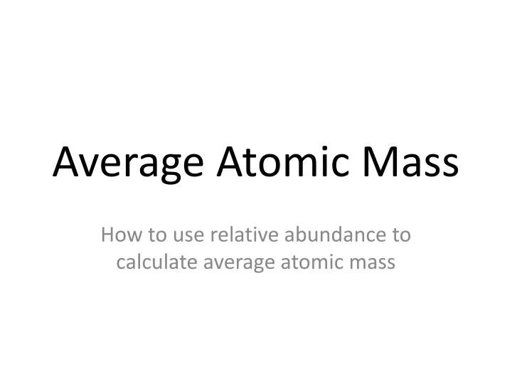 average atomic mass