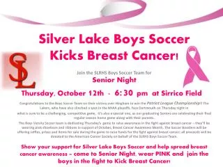 Silver Lake Boys Soccer Kicks Breast Cancer!