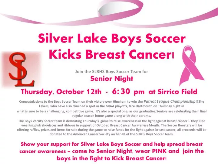 silver lake boys soccer kicks breast cancer