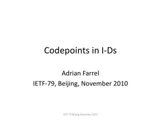 Codepoints in I-Ds
