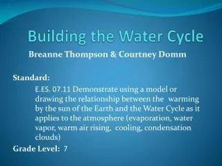Building the Water Cycle