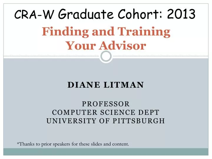 finding and training your advisor