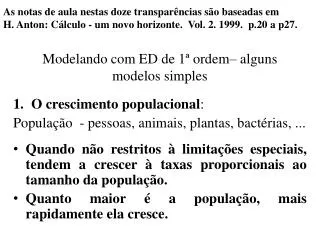 modelando com ed de 1 ordem alguns modelos simples